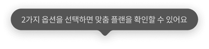 2가지 옵션을 선택하면 맞춤 플랜을 확인할 수 있어요