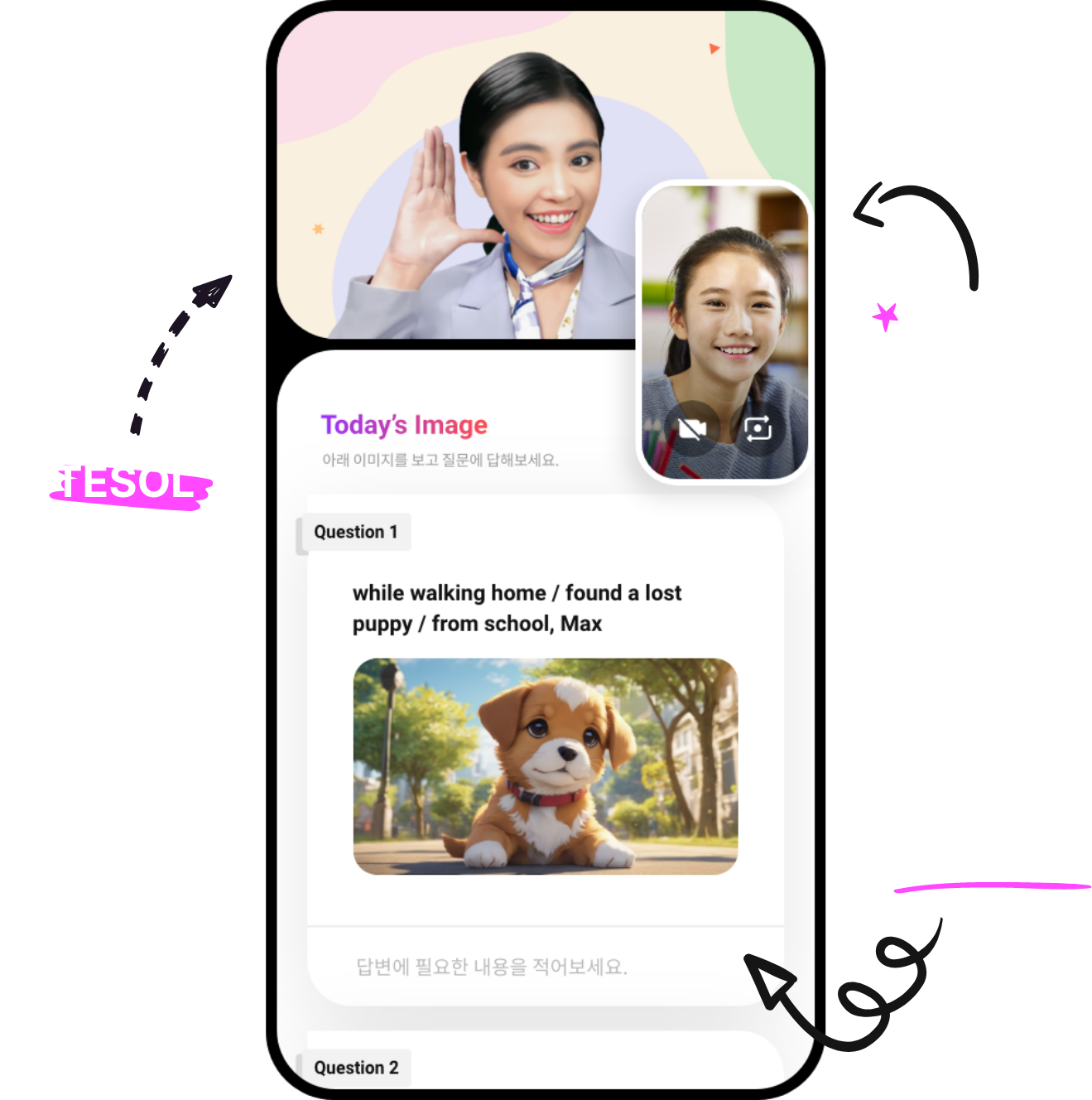 tesol 100% 취득 강사진 / 태블릿, mobile ok! 간편한 유폰 APP, 주니어 맞춤교재